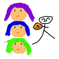 3 sisters & stick human Sticker