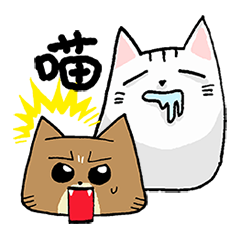 Dried Bonito Cat and White Cat