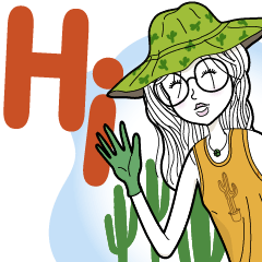 Minimal Girl & Her Plants [Big Sticker]