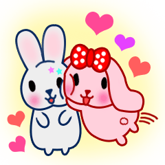 Pink & gray rabbit (couple version)