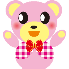 The pink bear put on a vest with check