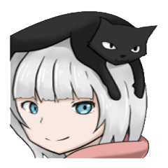 Black cat and white cat Girl