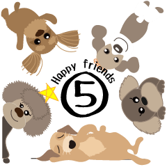 Five funny dogs sticker.