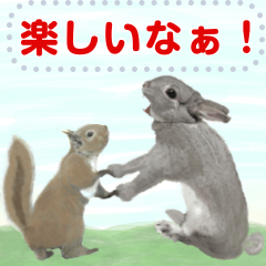 It is a squirrel with a rabbit