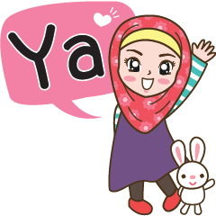 Hijab Girl with Rabbit Doll : Indonesian