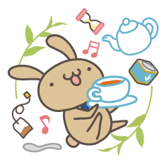 A polite sticker of tea rabbit