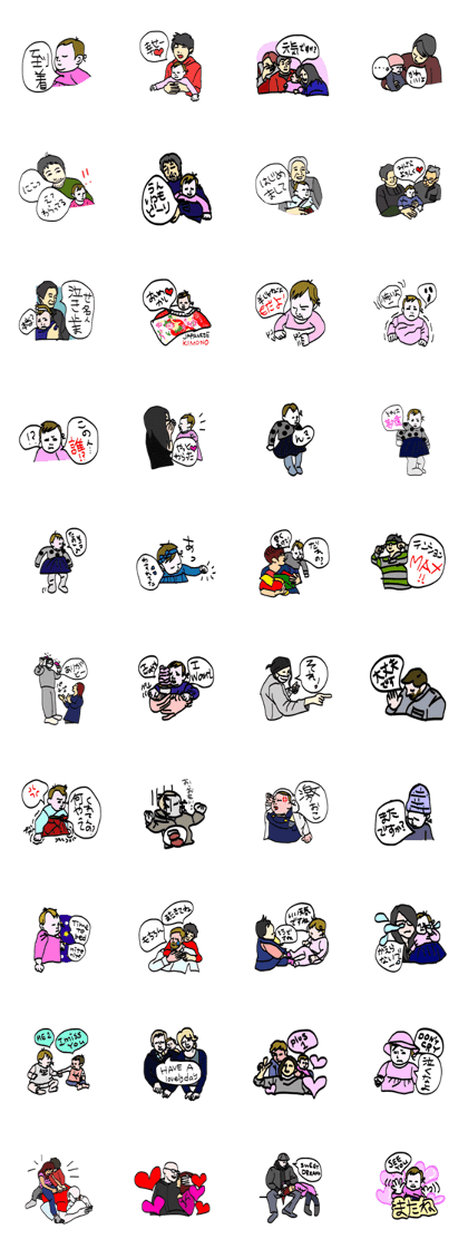 Happy family stickers (holiday ver)
