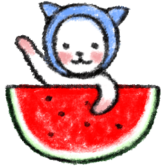 Hokaburi neko's summer greeting sticker