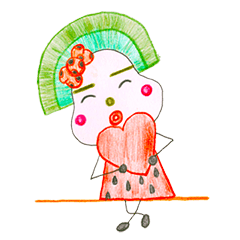 hand-drawing watermelon girl