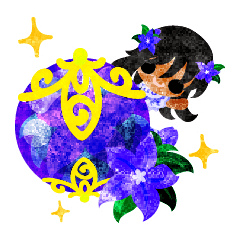 Sticker of purple flower girls