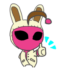 polka dot alien in a bunny costume