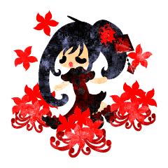 Sticker of red spider lily girls
