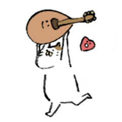 Mandolin and cat friend sticker