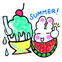 Summer of white rabbit and pink rabbit