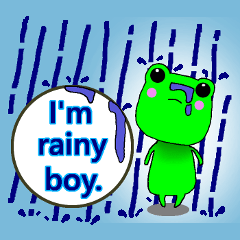Cute frog with umbrella.