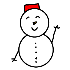 Snowman wearing a red bucket hat