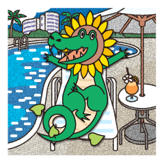 The alligator which likes a sunflower