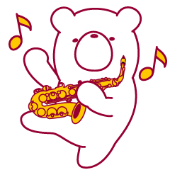 The bear."UGOKUMA" He plays a saxophone.