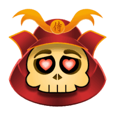 Lucu Samurai Skull stiker (animasi)