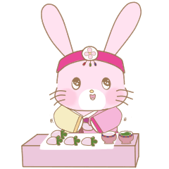 한국 전통의 날 추석을 보내는 토끼 아리