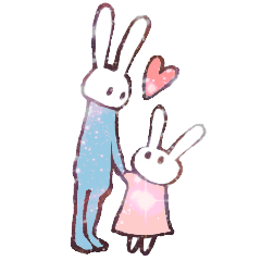shiny blue bunny and pink bunny in love2