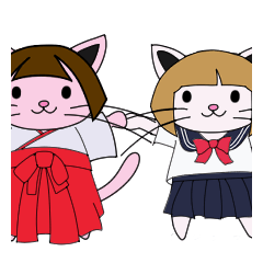 JK, shrine maiden and Nyanko