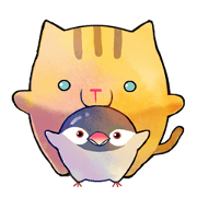 A cat and the paddybird which swell out
