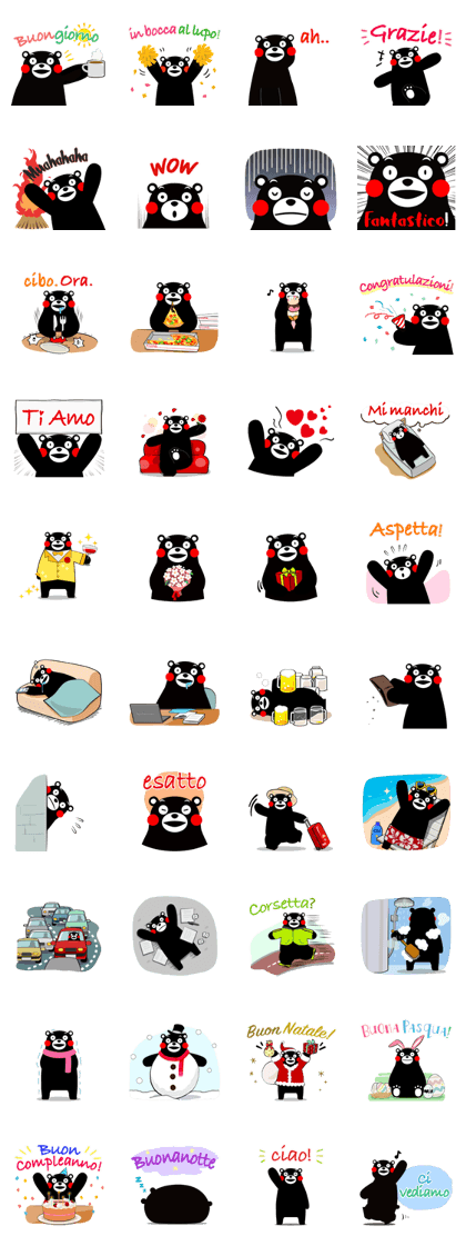 Kumamon Stickers Italan Ver.