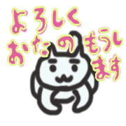 The cat greets