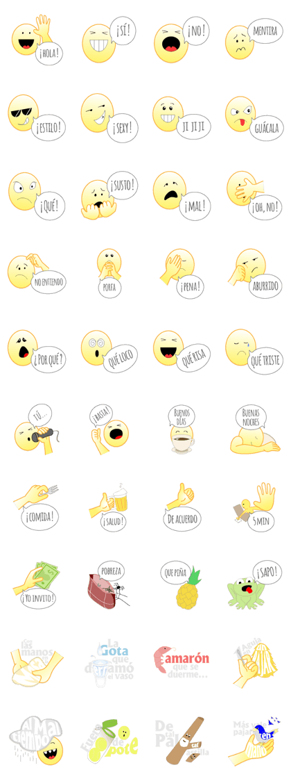 Yellow faces of expressions and texts