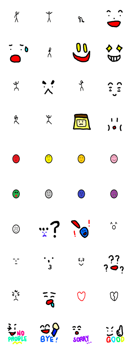 stickmen and face