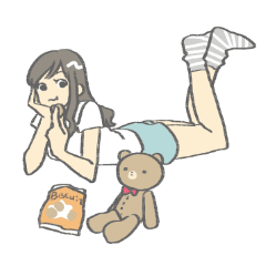 くまのぬいぐるみと女の子 Line スタンプ Line Store