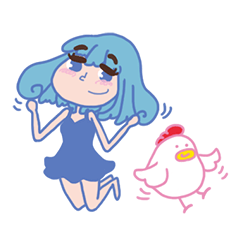 Girl and chicken-kun.