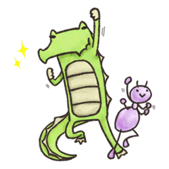 English stickers of Alligator and Ant