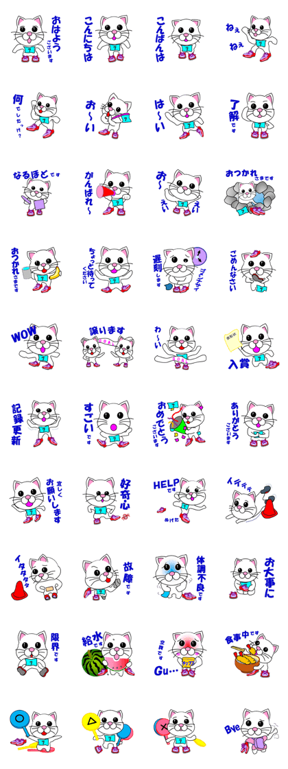 A white cat which does marathons