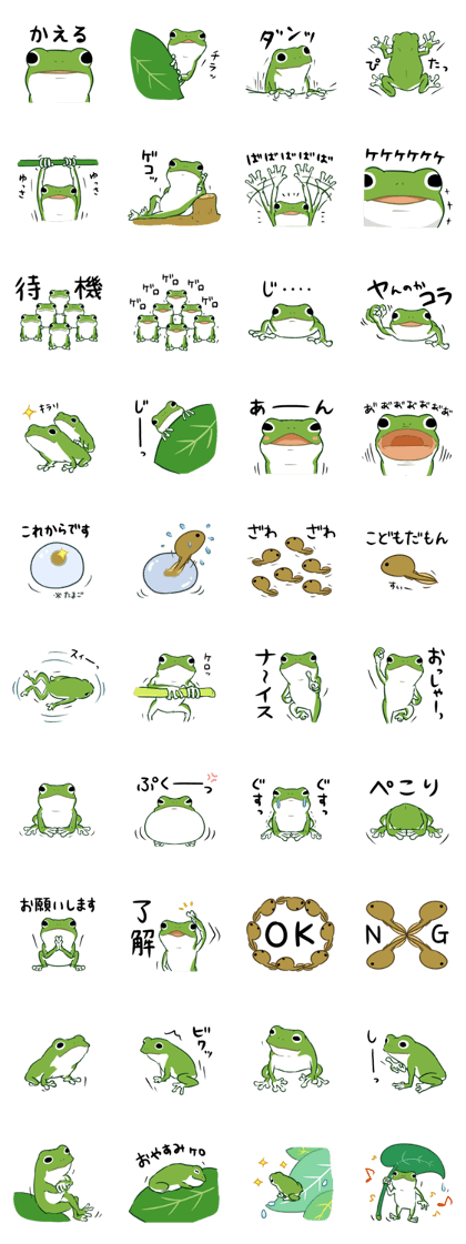 green frog and tadpoles