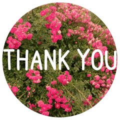 花と共に「ありがとう」を伝えるスタンプ