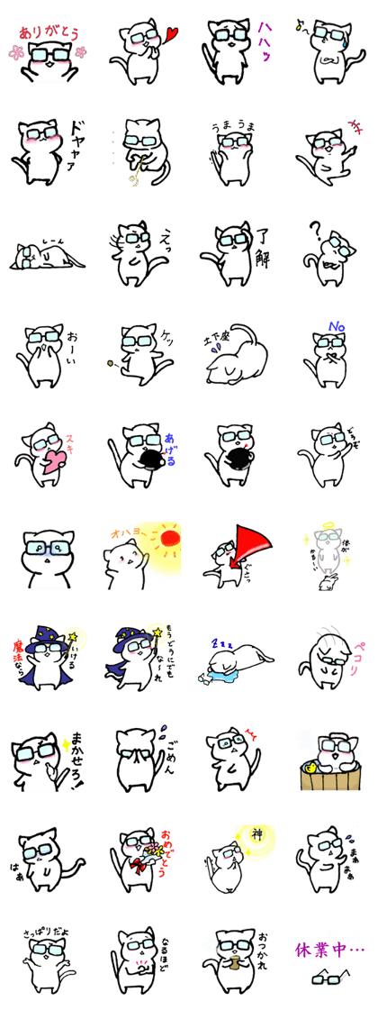 the dark rimmed glasses cat