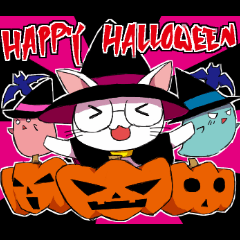 Halloween Sticker of the glasses cat