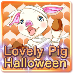 Lovely Halloween Cute Pig Animal English