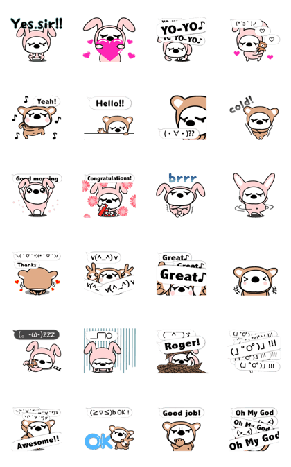 DubRabbit&DubBear emoticon&Balloon