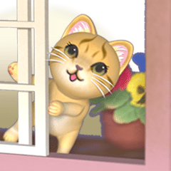 出窓の猫【動く3D】