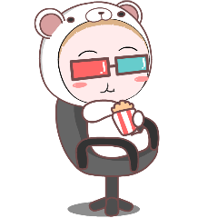 Cosplay white bear : Big Stickers