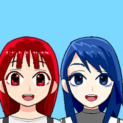 Moe Girl Character Red hair&Blue hair