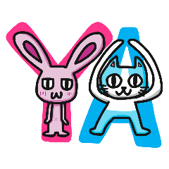 Sassy pink bunny & Hu-Lu cat