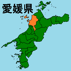 拡大する愛媛県の市町村地図