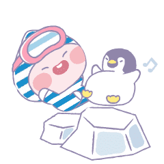Swimming Apeach with Penguin & Seal