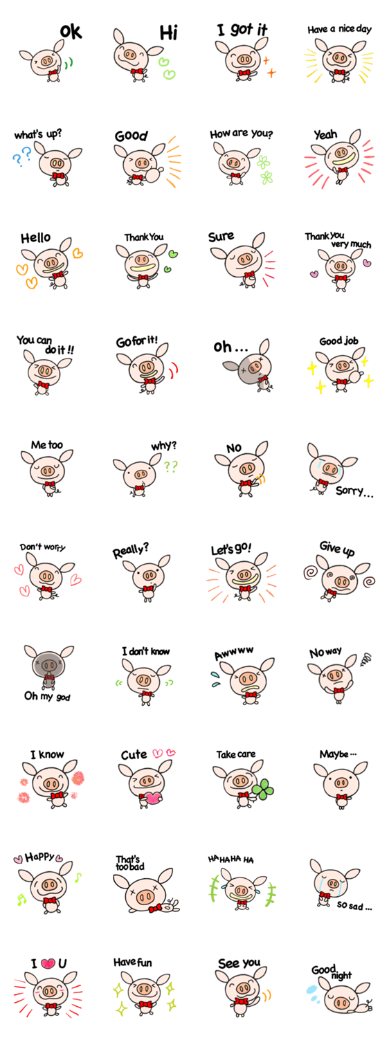 英語あいさつなかいさんちのぶた Lineクリエイターズスタンプ Stamplist 英語あいさつなかいさんちのぶた Lineクリエイターズスタンプ Stamplist