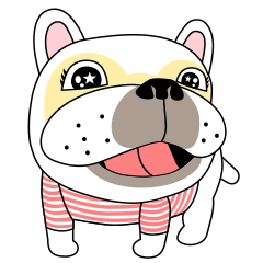 White French bulldog HANA-chan Stickers