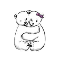 cute polar bear family stamp